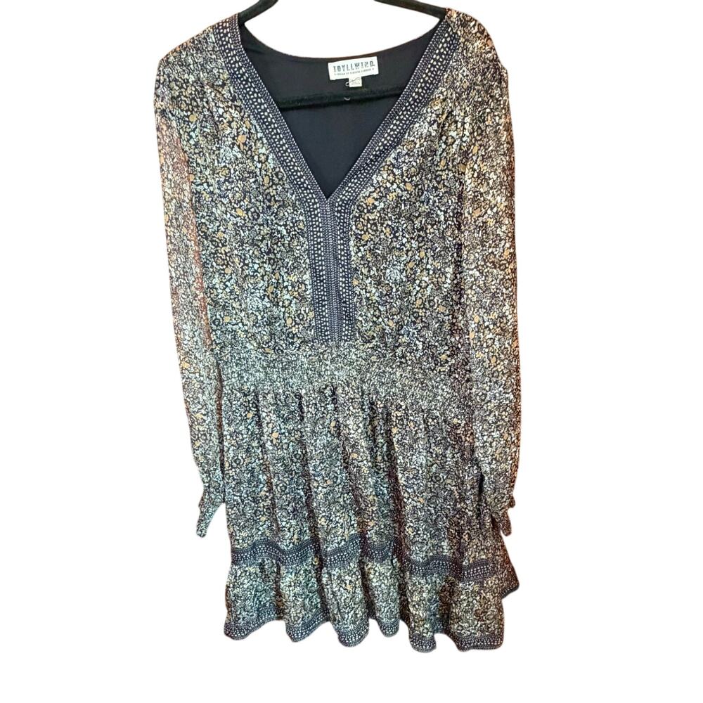 Iddylwind+Dress+Sz+XXL+Mini+black+gold+floral+Tiered+Miranda+Lambert+Country+